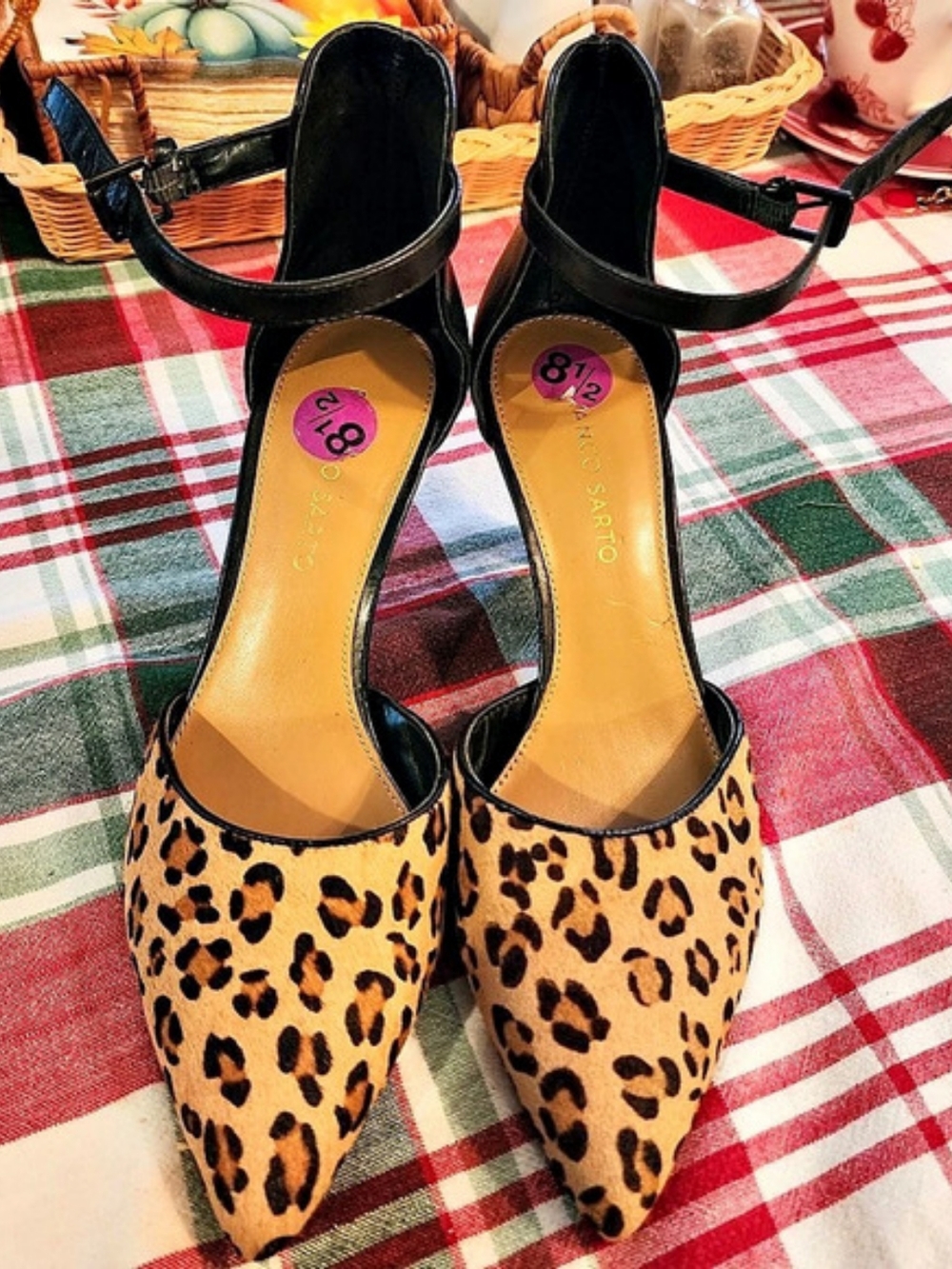 Franco Sarto Leopard Print Pointed Toe Heels US 8 1/2